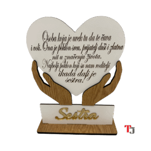 Drveno srce sa natpisom